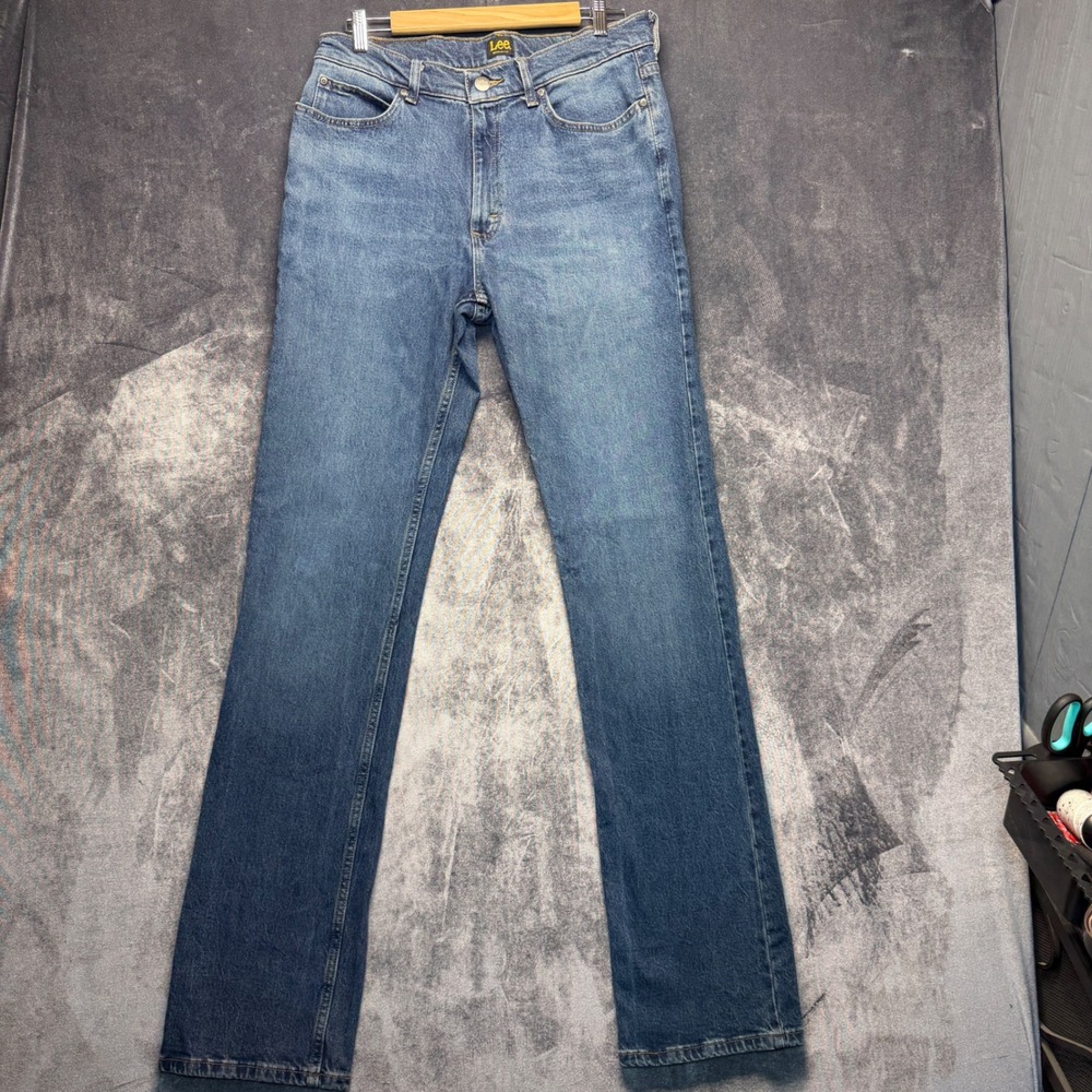 Lee Jeans Mens 32x36 Blue Cotton Regular Fit Mid Rise Medium Wash Stretch Denim